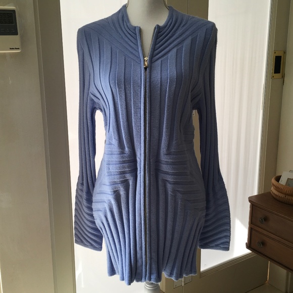Soft Surroundings light cornflower blue long zippered sweater size S - Picture 1 of 5